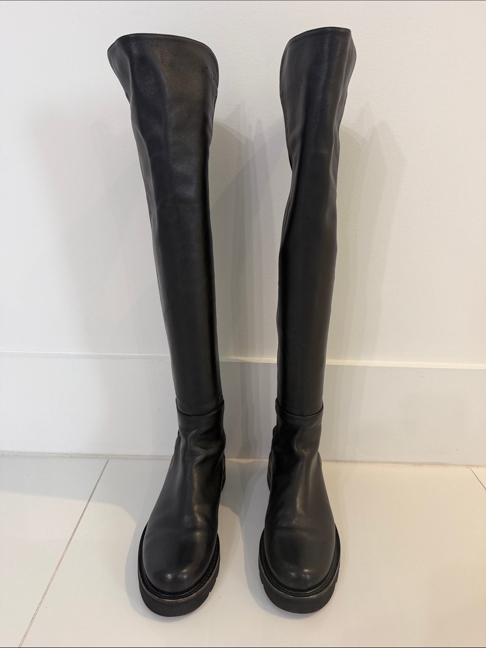 Stuart Weitzman Black Over-the-Knee Leather Boots
